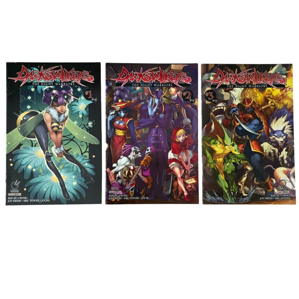 3 Darkstalkers Night Warriors Comic Books 1B 2A 3A 1st Print Udon Capcom Variant
